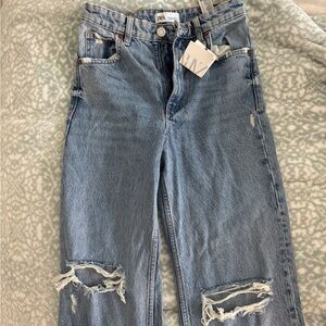 Zara Women's Light Blue Straight Leg Jeans